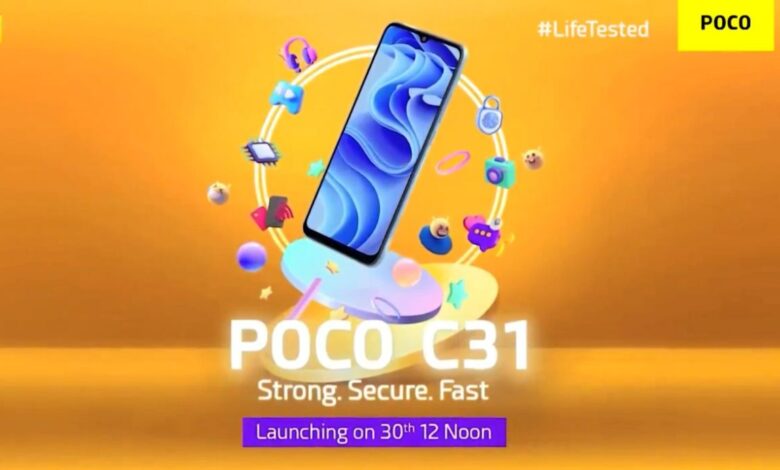گوشی جدید پوکو با نام POCO C31 هشتم مهر معرفی می‌شود