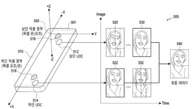 حق اختراع سامسونگ برای سیستم تشخیص چهره با ۲ دوربین زیر نمایشگر