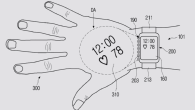 حق اختراع سامسونگ برای ساعت هوشمند دارای پروژکتور داخلی