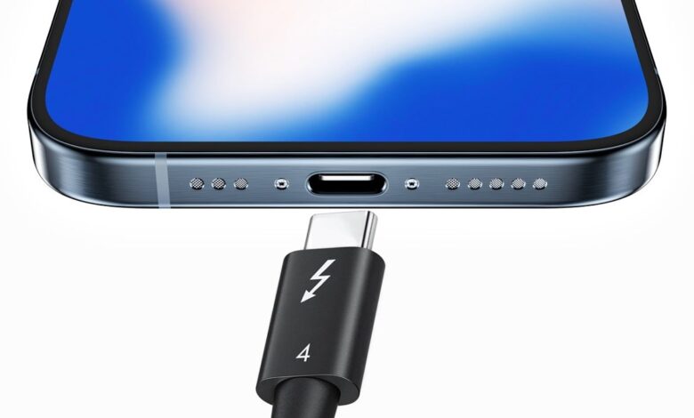 اپل ممکن است کابل USB-C تاندربولت آیفون 15 پرو را به‌صورت اختیاری و جداگانه بفروشد
